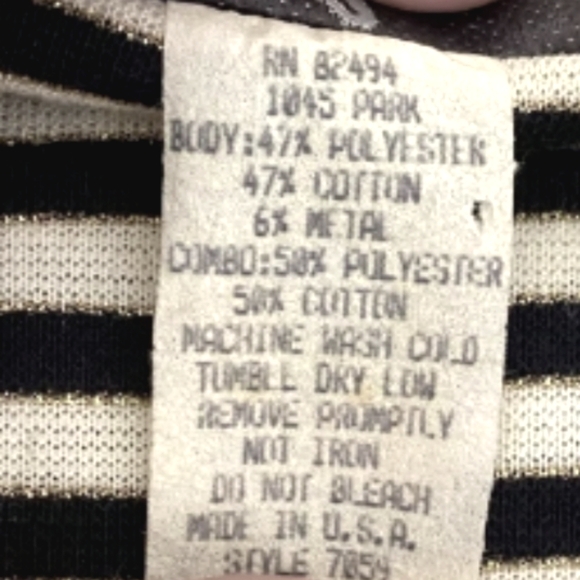 Navy Blue, White, & Gold Striped Nautical Cardigan with Detailed Button Closure - Picture 8 of 11